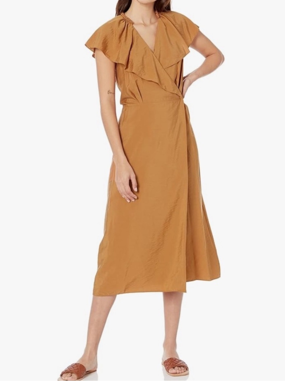 NWT Vince Braid Trim Wrap Midi Dress Size XXS